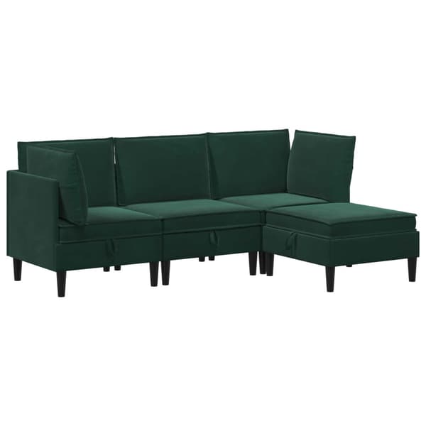 Möbelset för vardagsrummet med kudde 4 pcs Mörkgrön Sammet