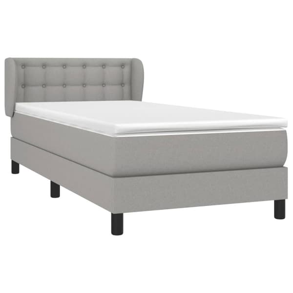Ramsäng med madrass ljusgrå 80x200 cm tyg