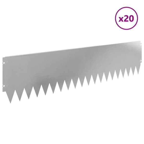 Kant för gräsmatta 20 pcs 103 x 25 cm Stål Silver