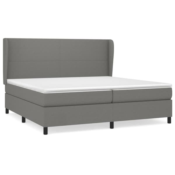 Ramsäng med madrass mörkgrå 200x200 cm tyg