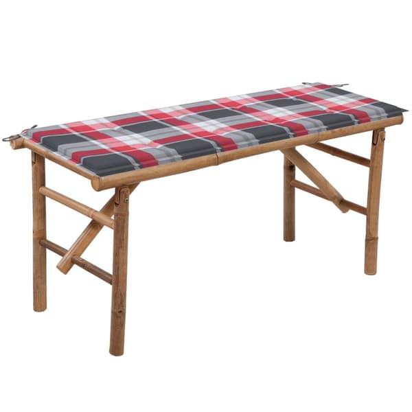 Hopfällbar trädgårdsbänk med dyna 118 cm bambu
