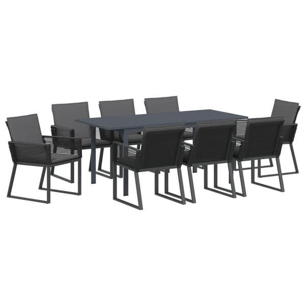 Trädgårdsmöbelset 9 pcs Antracit konstrotting
