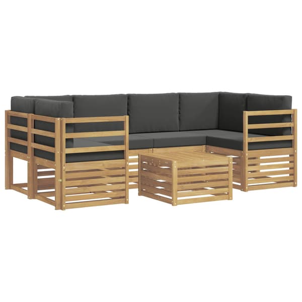Utomhussoffset med kudde 7 pcs Vit och antracit Polyester