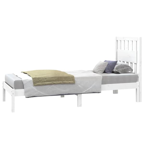 Sängram vit massivt trä 75x190 cm