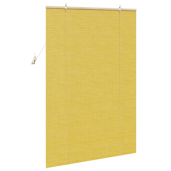 Rullgardin med gardiner Gul 110 x 160 cm Bambu