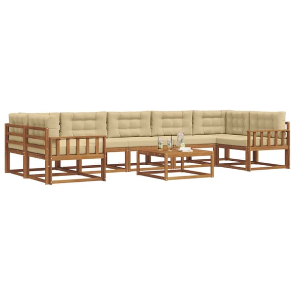 Utomhussoffset med kudde 8 pcs Naturlig och Beige