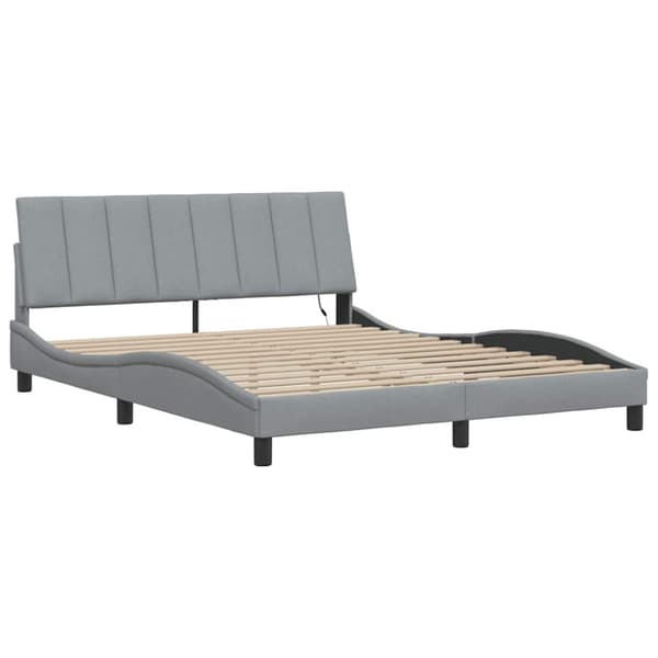 Bed Frame without Mattress "Hanko" Light Grey 160x200cm Fabric