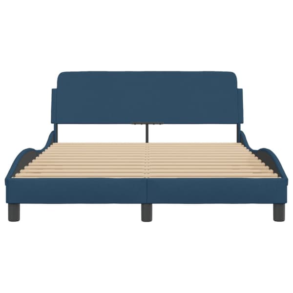 Bed Frame with Headboard "Dover" Blue 140x190 cm Fabric