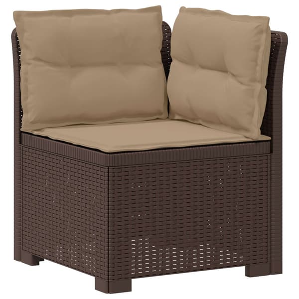 4-sits Trädgårdsoffa med Kuddar Rattan Look PP Brun