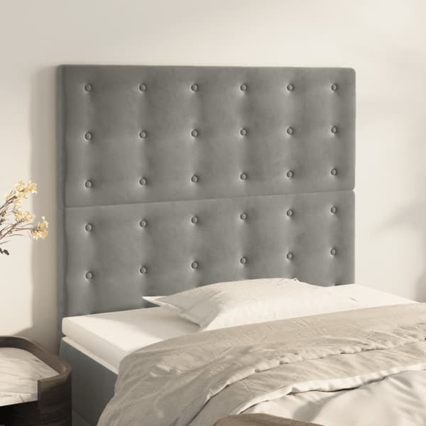 Sänggavel ljusgrå 90x5x118/128 cm sammet