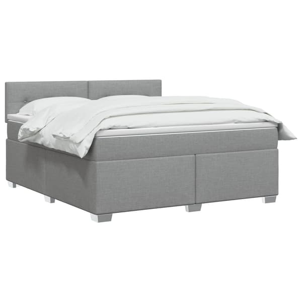 Boxspring säng med madrass och LED Ljusgrå 160 x 200 cm Tyg