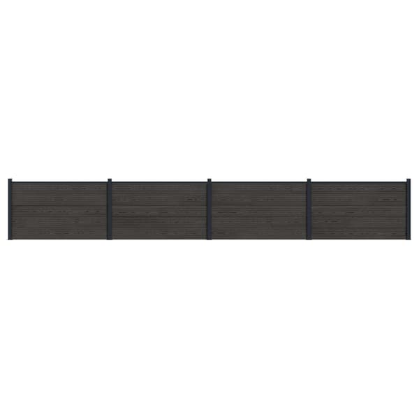 Stängselpanel 4 pcs WPC och aluminium Svart