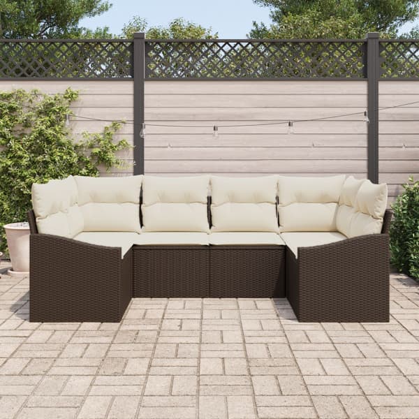 Soffset med kudde 6 pcs Brun konstrotting