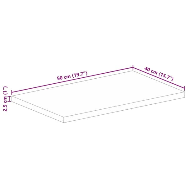 Bordsskiva 50x40x2,5 cm rektangulär massivt mango-trä