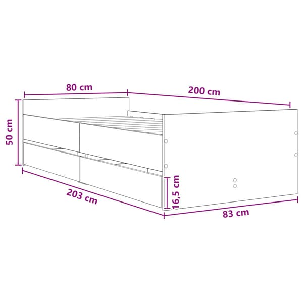 Sängram med förvaring Vit 80 x 200 cm Konstruerat trä