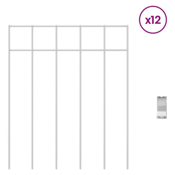 Trädgårdsstängselpanel 12 pcs Galvaniserat stål Silver