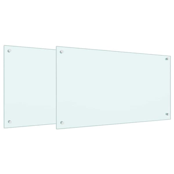 Köksskydd 2 pcs Vit 90 x 50 cm härdat glas