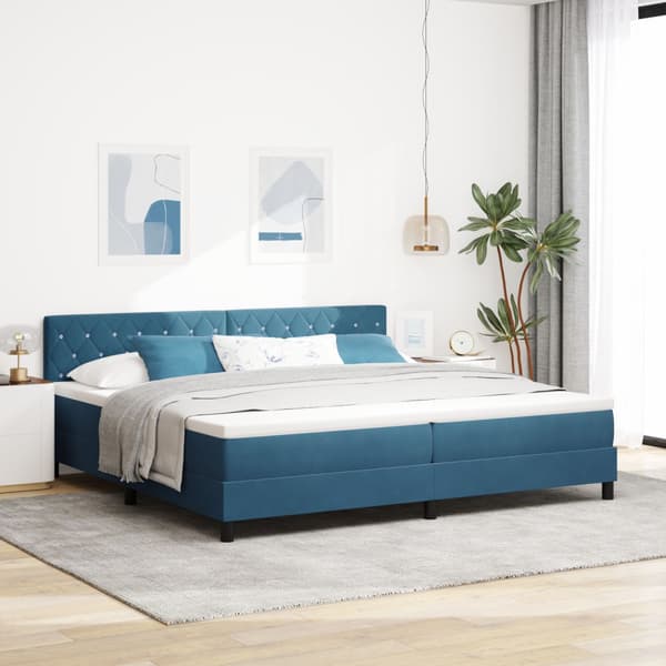 Bäddfjäder med madrass Mörkblå 200 x 200 cm Sammet