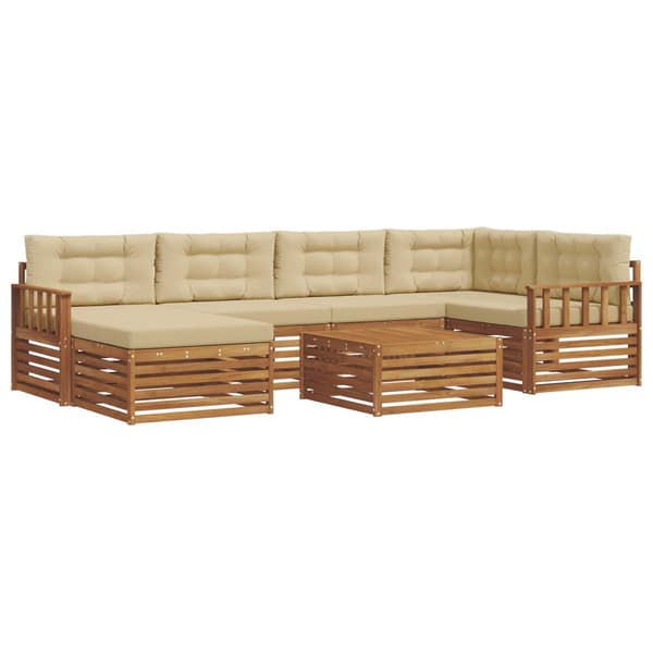Utomhussoffset med kudde 7 pcs Naturlig och Beige