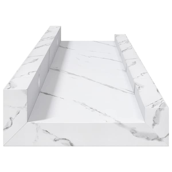 Vägg hylla Väggmonterat 2 pcs Vit marmor 40 x 9 x 3 cm