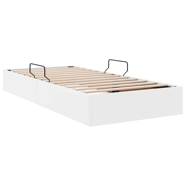 Ottoman Sängram med lagring Ren Vit 90 x 190 cm Konstläder