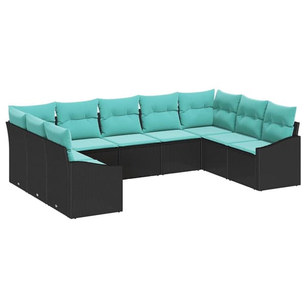 Soffset med kudde 9 pcs Svart konstrotting