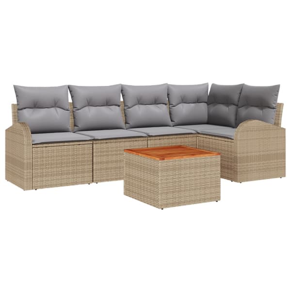 Trädgårdsoffset 6 pcs Beige och Ljusgrå konstrotting