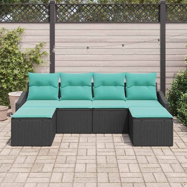 Soffset med kudde 6 pcs Svart konstrotting