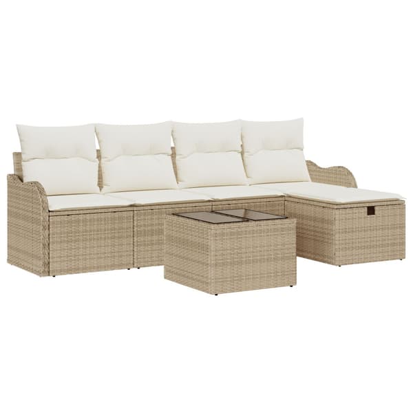 Trädgårdsoffset 6 st Poly rattan