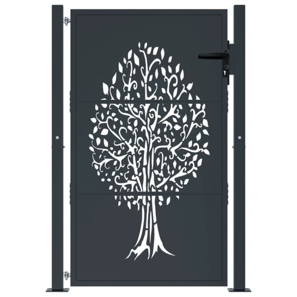 Trädgårdsgrind antracit 100x150 cm stålträddesign
