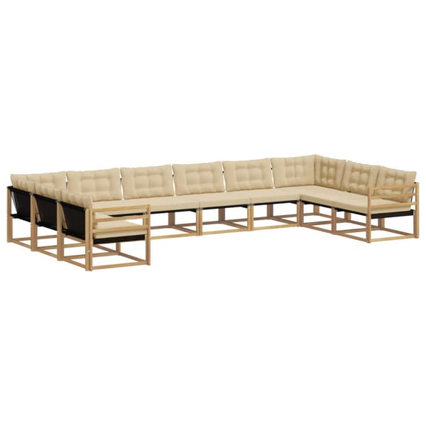 Utomhussoffset med kudde 10 pcs Vit och Beige