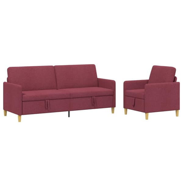 Soffgrupp med förvaring 2 pcs Vinröd Polyester