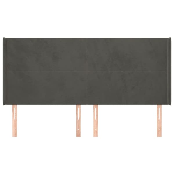 Sänggavel med kanter mörkgrå 183x16x118/128 cm sammet