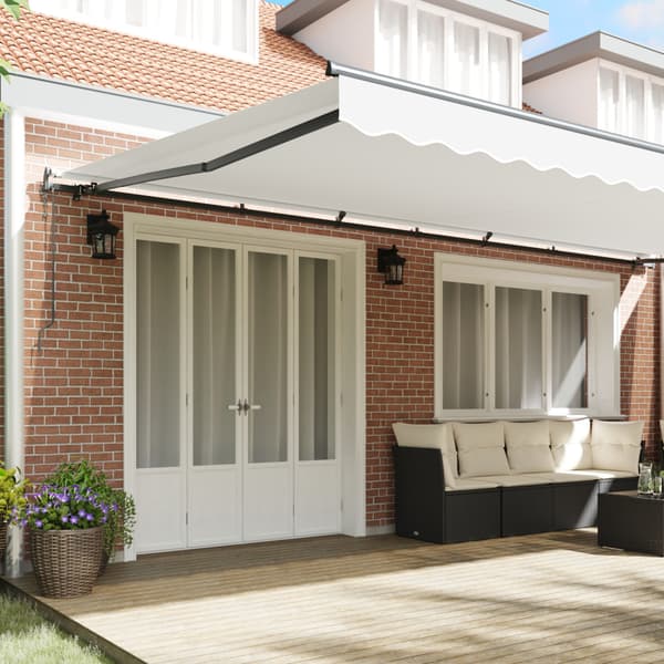 Utfällbar markis Vit 600 × 300 cm Duk och Aluminium