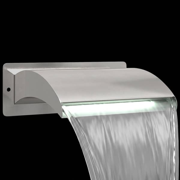 Poolvattenfall med LED Rostfritt Stål 304 30 x 9 x 26 cm Silver