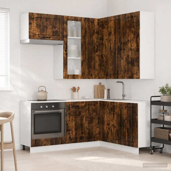 Köksenhet LUCCA 8 pcs Rökt ek Konstruerat trä