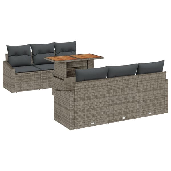 Trädgårdsoffset med lagring 7 pcs Grå Poly rattan