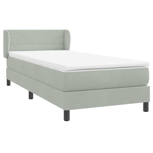 Ramsäng med madrass ljusgrå 80x210 cm sammet