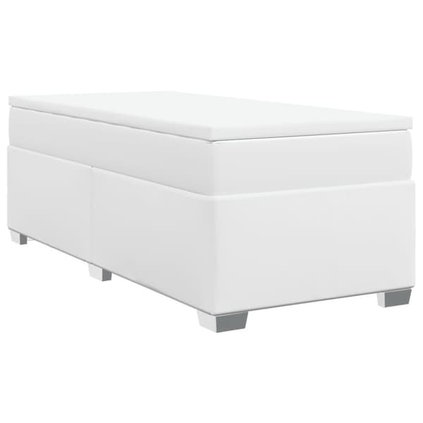 Ramsäng med madrass vit 90x190 cm konstläder