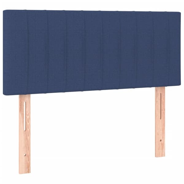 Ramsäng med madrass & LED blå 90x200 cm tyg