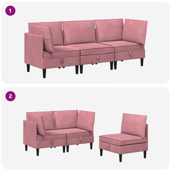 Möbelset för vardagsrummet med kudde 3 pcs Rosa Sammet