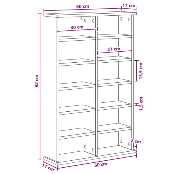 CD Skåp Betonggrå 60 x 17 x 92 cm Konstruerat trä