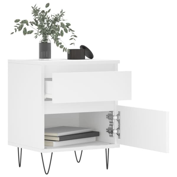 Sängbord vit 40x35x50 cm konstruerat trä