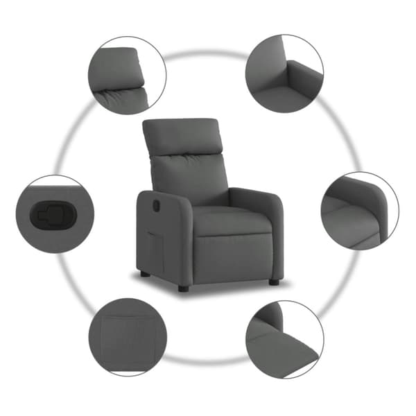 Reclinerfåtölj mörkgrå tyg