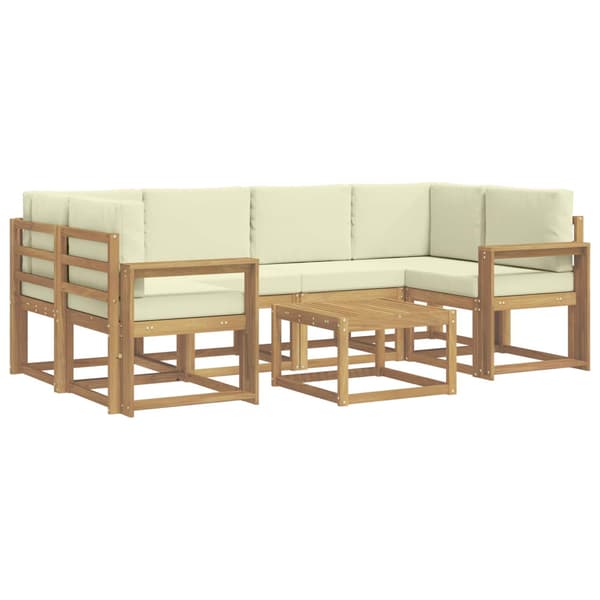 Utomhussoffset med kudde 7 pcs Vit och grädde