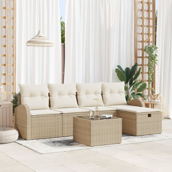 Trädgårdsoffset 6 st Beige konstrotting