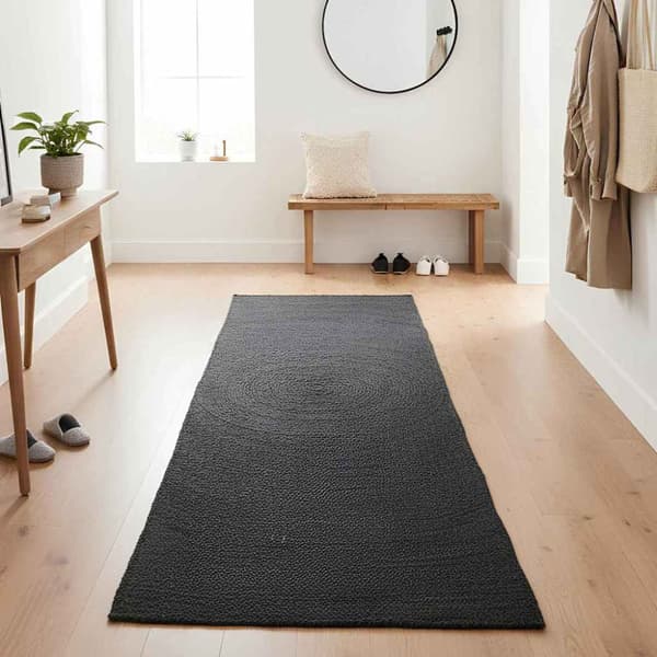 Områdesmattor Rektangulär Mörkgrå 100 x 200 cm Jute