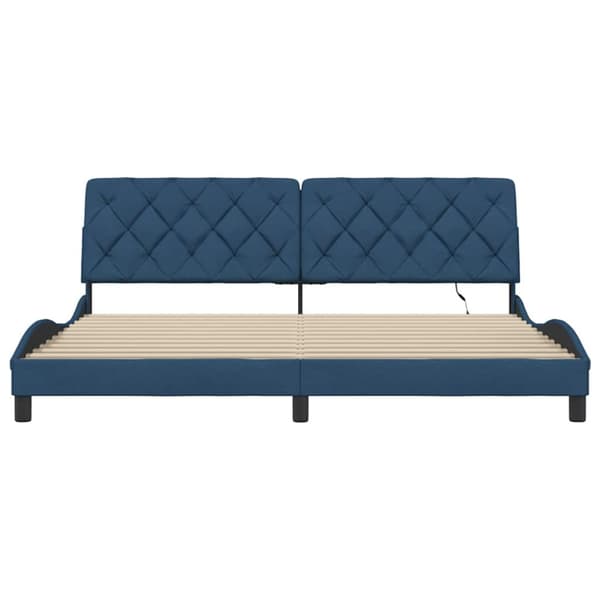 Bed Frame with LED without Mattress Blue 200x200 cm Fabric