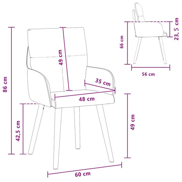 Matstolar 6 pcs Tyg Mörkgrå 60 x 56 x 96 cm