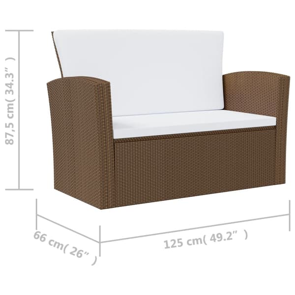 Loungegrupp med dynor 8 delar konstrotting brun